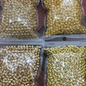 Cuentas de calabaza huecas bañadas en oro de 14K para creación de joyas DIY