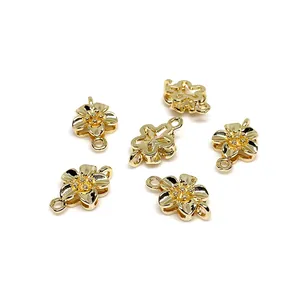 14K Gold-gefüllte 5-Blütenblatt-Anhänger mit polierter Oberfläche für DIY-Schmuck
