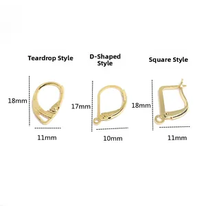 14K vergulde oorbelhaken in druppel-, D- en vierkante vormen voor het maken van DIY sieraden