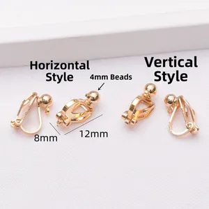 Convertidores de pendientes de clip bañados en oro de 14k con cuentas de 4 mm en dos estilos