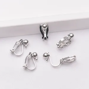 Pack de 5 adaptadores de pendientes de clip en forma de U plateados con bola de metal