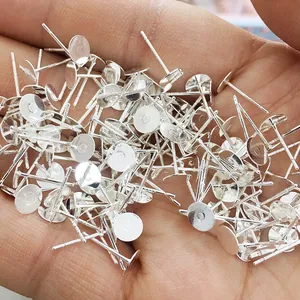 Pendientes planos plateados para creación de joyas DIY en grandes cantidades