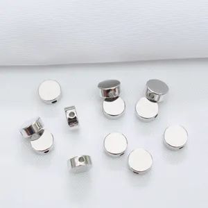Cuentas espaciadoras redondas y planas de metal plateado pulido para joyería artesanal