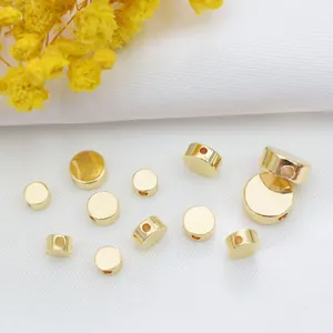 Cuentas Espaciadoras de Cobre con Oro Laminado de 14K Platinado Disco Redondo Plano Liso para Hacer Joyas de Bricolaje Pulsera Collar