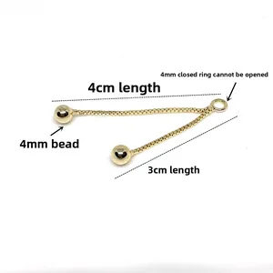 Chaîne à pampilles plaquée or 14K avec perles de 4mm pour bijoux DIY créations