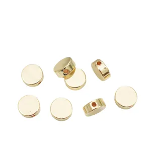 Cuentas espaciadoras redondas planas de oro de 14K para hacer joyas y brazaletes