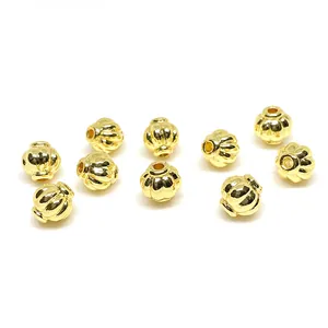 Perles lanterne citrouille en or 14k pour création de bijoux et accessoires DIY faits main