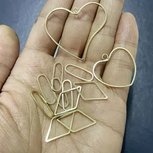 Golden 14k gold-filled geometric heart and triangle charms for DIY jewelry making