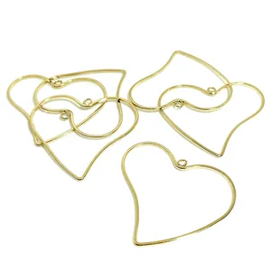 14k gold filled heart-shaped geometric frame pendants for DIY earring jewelry making