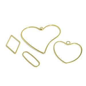 14K Gold Filled Brass Geometric Heart Rhombus Oval Earring Findings For DIY Jewelry Making Handmade Earring Connector Parts