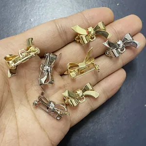 Broches nœuds 3D en laiton plaqué or 18k pour bijoux faits main en or et argent