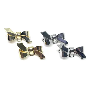 Accessoires de broche en forme de nœud en laiton doré 18k et argent avec boucles