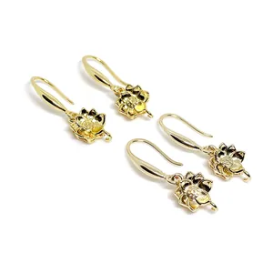 Goldene Lotusblumen Ohrhaken 14k vergoldet für handgefertigten DIY Schmuck