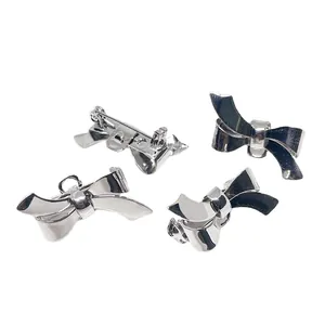 Lot de broches nœud papillon en laiton argenté 18k pour la fabrication de bijoux DIY
