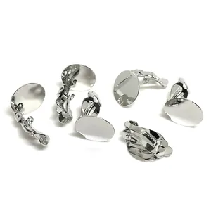 Clips de pendientes DIY plateados con bandeja plana de 12mm para hacer bisutería