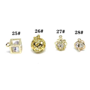 Selezione di ciondoli in zircone placcati oro 14k con corona e cuore per gioielli fai-da-te