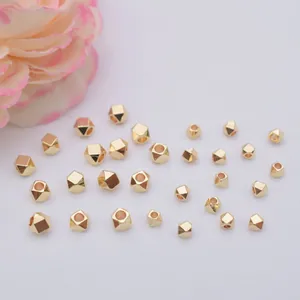 Perles d'Espacement Carrées Facettées en Laiton Or Rempli Or Rose Argent Plaqué Perles Géométriques en Vrac pour Création Bijoux DIY