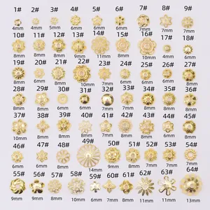 64 styles of 14k gold plated spacer beads and flower caps for DIY jewelry making