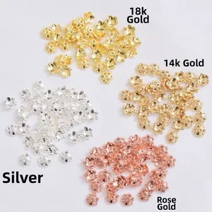 Calottes en forme de fleur en or 14 carats, argent et or rose pour la création de bijoux