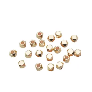Perles carrées facettées plaquées or 14 carats pour création de bijoux avec fini poli