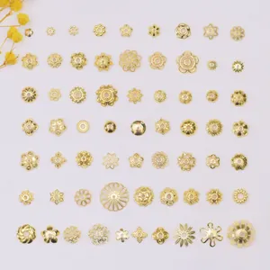 Various 14K gold plated flower bead caps and spacers for DIY jewelry making accessories