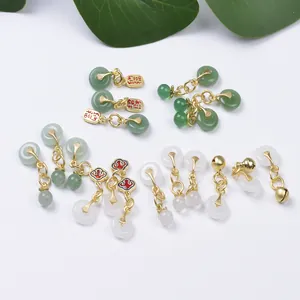 Ancient gold pendants with jade beads and peace buckles for DIY jewelry making