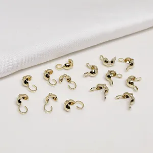 Terminales Chafafas de Latón Chapado en Oro 14K Conectores Calota para DIY Collar Pulsera Accesorios de Joyería