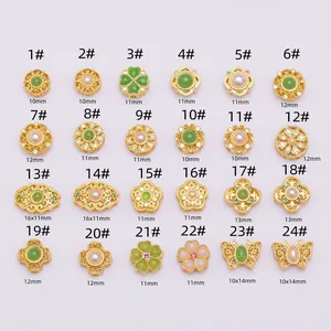 Ancient gold pendants with pearls and zircon in 24 styles for DIY jewelry making