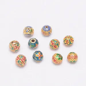 Emaille bloemen en mantra kralen voor doe-het-zelf sieraden maken in goudkleur