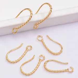 14K gold filled twisted ear hooks with open loop for DIY handmade jewelry making