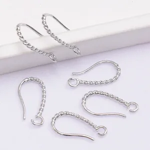 Silver twisted rope wire French ear hooks for DIY jewelry making set of 6 pieces