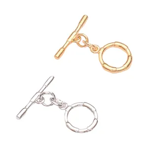 Poliertes 24k Gold und Silber OT-Verschlüsse mit Bambusstruktur für Schmuck