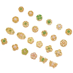 Ancient gold style beads with pearls and zircons for DIY jewelry making and bracelets