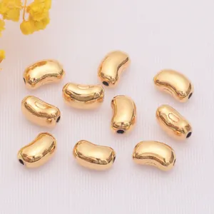 Kupfer Bohnenform Abstandsperlen Für DIY Schmuckherstellung Vakuum Gold Rhodium Beschichtet Glatte Lose Perlen Für Armbänder Halsketten