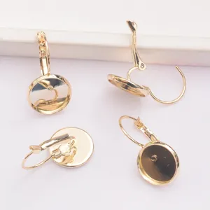 Dormeuses plaquées or 14K avec base ronde de 12-14mm pour la création de bijoux DIY