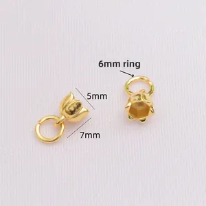 Pendentifs bourgeons de lotus dorés 18k pour bijoux DIY avec anneaux de 6mm