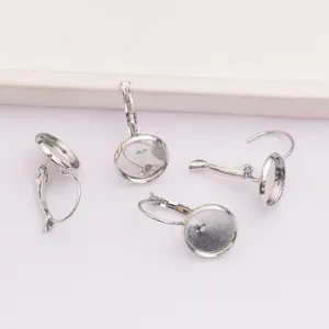 Lot de 4 crochets de boucles d'oreilles avec supports ronds pour création de bijoux DIY