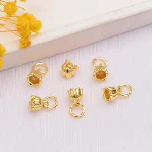 Breloques en Cuivre Plaqué Or 18K Gousse de Lotus Pendentif Tulipe pour Création de Bijoux DIY Accessoires Collier Bracelet
