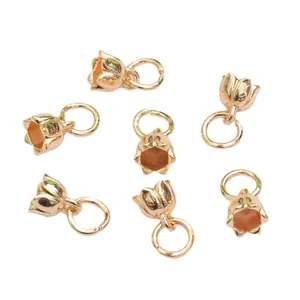 Pendentifs bourgeons de lotus dorés 18k pour bijoux DIY et bracelets artisanaux