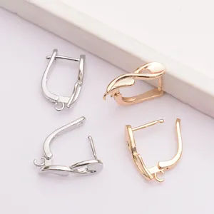 Polished silver and rose gold lever-back earring hooks with hanging loops for DIY jewelry