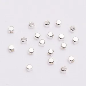 Polished silver square metal beads for DIY jewelry making and bracelet accessories