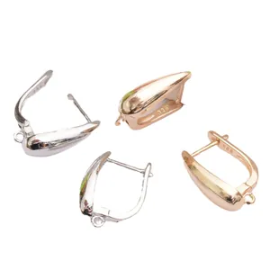 Polished 14k gold-plated drop-shaped 925 silver earring hooks for DIY jewelry making