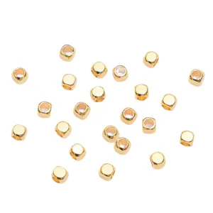 Polished 18K gold plated square spacer beads with large holes for DIY jewelry making