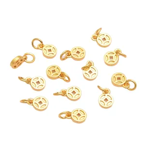 Golden matte finish ancient coin heart charms for DIY jewelry making accessories