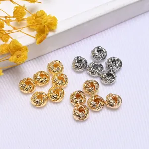 Color Preserving 14K 18K Gold Filled Copper Spacer Beads Hollow Twist Woven Loose Beads DIY Bracelet Necklace Jewelry Making