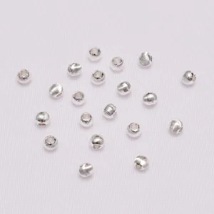 Polished silver textured metal spacer beads for DIY jewelry making with threaded design