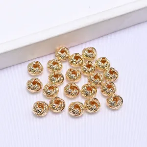 14K gold filled braided hollow spacer beads for DIY jewelry bracelet making