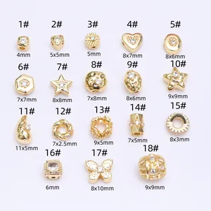 14K vergoldete Perlen und Anhänger mit Zirkon in Herz- und Sternform für DIY-Schmuck
