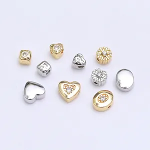 14k vergoldete Herz und Stern Zwischenperlen im Barockstil mit Zirkonia für DIY Schmuckdesign