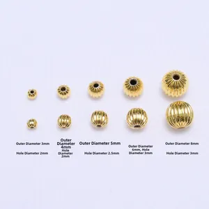 Perle a zucca cave placcate oro 18k in cinque dimensioni per gioielli fai da te